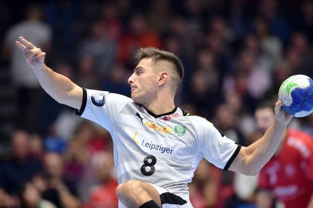 Lukas Krzikalla (SC DHfK Leipzig) beim Wurf , GER, MT Melsungen - SC DHfK Leipzig, Handball, 1. Bundesliga Maenner, 09.11.2019, GER, MT Melsungen - SC DHfK Leipzig, Handball, 1. Liga Maenner, 09.11.2019 Kassel Copyright: xSippel xEibner-Pressefotox EP_rsl