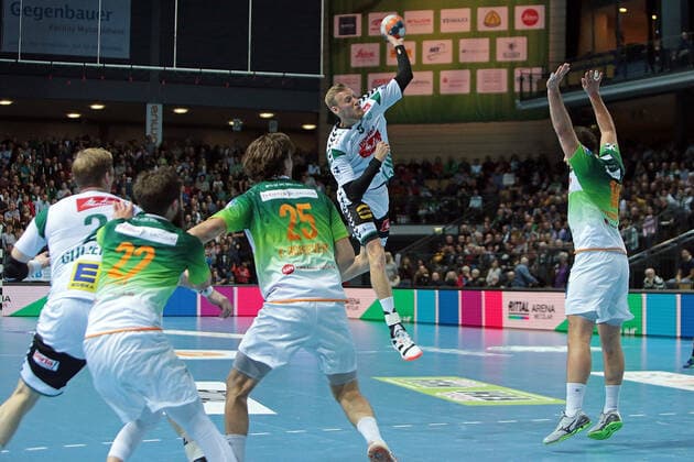 23.11.2019, xovx, Handball Bundesliga, HSG Wetzlar - TSV GWD Minden emspor, Angriff Minden, v.l. Lucas Meister (GWD Minden), Maximilian Holst (HSG Wetzlar), Olle Forsell Schefvert (HSG Wetzlar), Christoph Reissky (GWD Minden), Nils Torbruegge (HSG Wetzlar), Aktion . (DFL DFB REGULATIONS PROHIBIT ANY USE OF PHOTOGRAPHS as IMAGE SEQUENCES and or QUASI-VIDEO) Wetzlar