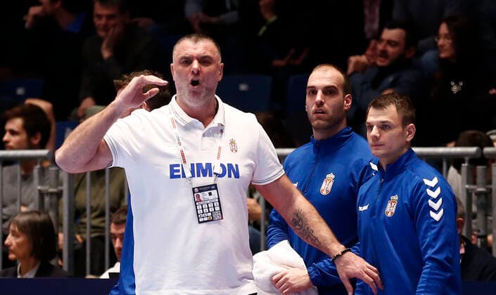 09.01.2020, Stadthalle, Graz, AUT, EHF Euro 2020, Weissrussland vs Serbien, Gruppe A, im Bild Coach Perunicic Nenad (SRB) Coach Perunicic Nenad (SRB) during the EHF 2020 European Handball Championship, group A match between Belarus and Serbia at the Stadthalle in Graz, Austria on 2020 01 09. Pictures © 2020, PhotoCredit: Erwin Scheriau Graz