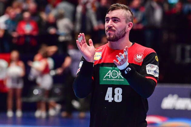 Handball Europameisterschaft Hauptrunde, 20.01.2020, Österreich - Deutschland, Stadthalle, Wien Jannik Kohlbacher (Deutschland, 48) Jubel Danke Sieg Geschafft, 20.01.2020, Wien (Österreich), Handball, Turnier, Europameisterschaft 2020