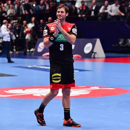 Handball Europameisterschaft Hauptrunde, 20.01.2020, Österreich - Deutschland, Stadthalle, Wien Uwe Gensheimer (Deutschland, 3) Jubel Sieg Geschafft Gewonnen, 20.01.2020, Wien (Österreich), Handball, Turnier, Europameisterschaft 2020