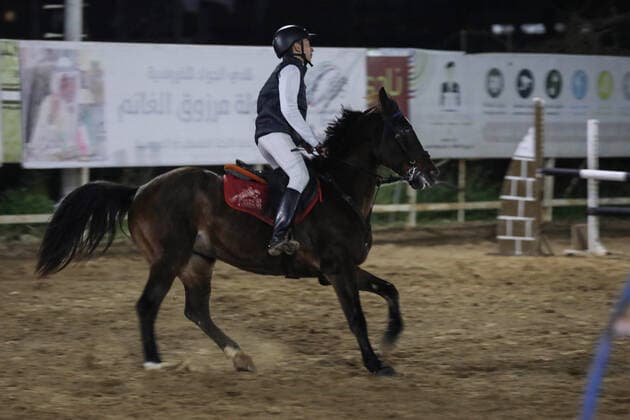 February 27, 2020, Gaza City, Gaza Strip, Palestinian Territory: Palestinian competitors ride their horses during the first championship in jump barriers for the year 2020, on February 27, 2020 Middle East News - February 27, 2020 - ZUMAap3_ 97337377st Copyright: xMahmoudxAjjourx