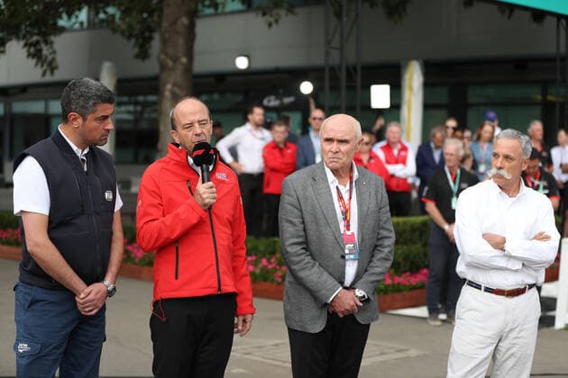 13th March 2020; Melbourne Grand Prix Circuit, Melbourne, Victoria, Australia; Formula One, Australian Grand Prix, Australian Grand Prix Corporation press conference, PK, Pressekonferenz Michael Masi, Australian Grand Prix Corporation CEO Andrew Westacott, Paul Little, Chase Carey, Chief Executive Officer of the Formula One Group ActionPlus12217381 Octane
