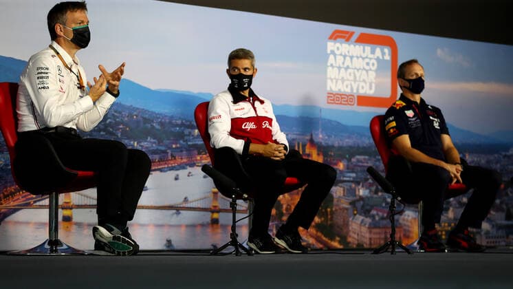Motorsports: FIA Formula One World Championship, WM, Weltmeisterschaft 2020, Grand Prix of Hungary Motorsports: FIA Formula One World Championship 2020, Grand Prix of Hungary, James Allison (GBR, Mercedes-AMG Petronas Formula One Team), Xevi Pujolar (ESP, Alfa Romeo Racing ORLEN), Paul Monaghan (Aston Martin Red Bull Racing),