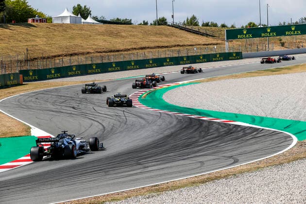 Motorsports: FIA Formula One World Championship, WM, Weltmeisterschaft 2020, Grand Prix of Spain, 26 Daniil Kvyat (RUS, Scuderia AlphaTauri Honda), 31 Esteban Ocon (FRA, Renault DP World F1 Team), 3 Daniel Ricciardo (AUS, Renault DP World F1 Team), 23 Alexander Albon (THA, Aston Martin Red Bull Racing), 55 Carlos Sainz (ESP, McLaren F1 Team), 4 Lando Norris (GBR, McLaren F1 Team), 16 Charles Leclerc (MCO, Scuderia Ferrari Mission Winnow), 11 Sergio Perez (MEX, BWT Racing Point F1 Team), Barcelona Spain