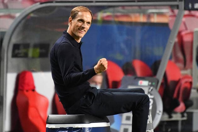 Fussball Champions League Halbfinale RB LEIPZIG - PARIS SAINT GERMAIN (PSG) 0-3 Schlussjubel Thomas TUCHEL (Trainer PSG), ballt die Faust,Jubel,Freude,Begeisterung, Einzelbild,angeschnittenes Einzelmotiv,Halbfigur,halbe Figur. Fussball Champions League, Halbfinale, RB LEIPZIG (L)- PARIS SAINT GERMAIN (PSG) 0-3 am 18.08.2020 in Lissabon Portugal,Estadio da Luz. FOTO: Frank Hoermann SVEN SIMON Pool NO use of any use photographs as image sequences and or quasi-video Editorial Use ONLY National and International News Agencies OUT Lissabon Estadio da Luz Portugal