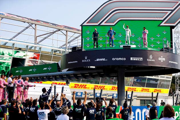 Motorsports: FIA Formula One World Championship, WM, Weltmeisterschaft 2020, Grand Prix of Italy Motorsports: FIA Formula One World Championship 2020, Grand Prix of Italy, 55 Carlos Sainz (ESP, McLaren F1 Team), 10 Pierre Gasly (FRA, Scuderia AlphaTauri Honda), 18 Lance Stroll (CAN, BWT Racing Point F1 Team),