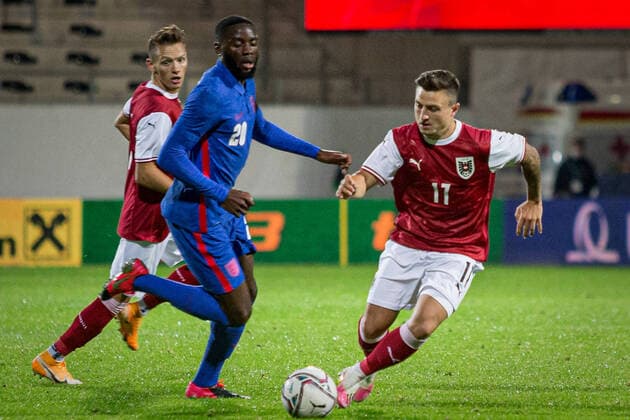 SOCCER - UEFA U21, U 21 EURO Quali, AUT vs ENG RIED,AUSTRIA,08.SEP.20 - SOCCER - UEFA Under-21 European Championship, EM, Europameisterschaft qualification, OEFB international match, Länderspiel, Nationalmannschaft Austria vs England. Image shows Hannes Wolf (AUT), Joshua Da Silva (ENG) and Nicolas Meister (AUT). GEPAxpictures xManfredxBinder