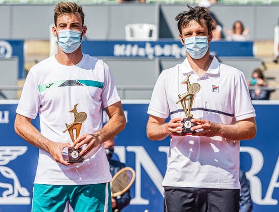 13.09.2020, Sportpark, Kitzbuehel, AUT, ATP, Tennis Herren Tour, Generali Open Kitzbuehel, Doppel Finale, im Bild v.l. Marcel Granollers (ESP), Horacio Zeballos (ARG) f.l. Marcel Granollers of Espana and Horacio Zeballos of Argentina during the double final match for the Generali Open Tennis Tournament of the ATP Tour at the Sportpark in Kitzbuehel, Austria on 2020 09 13.