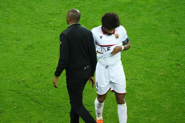 Fussball , Europa League, Saison 2020 2021, Corona Zeit, Covid-19, Bayer 04 Leverkusen vs OGC Nizza , Gruppenphase, Gruppe C, 22.10.2020, Bayarena Leverkusen , patrick Vieira, Dante, OGC Nizza ,