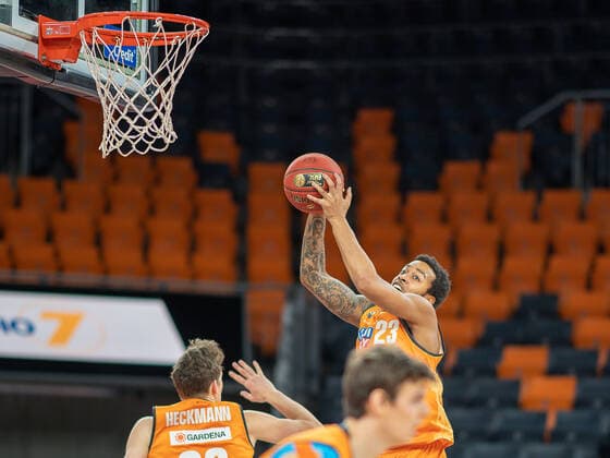 Troy Caupain (Ratiopharm Ulm 23), ratiopharm Ulm vs. FC Bayern Basketball, Basketball, Bundesliga, easycredit, 17. Spieltag, Saison 2020 2021, 09.02.2021, ratiopharm Ulm vs. FC Bayern Basketball, Basketball, Bundesliga, easycredit, 17. Spieltag, Saison 2020 2021, 09.02.2021 Neu-Ulm Copyright: xEIBNER SaschaxWaltherx EP_EER