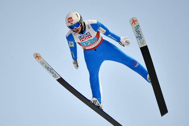 Halvor Egner GRANERUD (NOR),Sprung, Aktion,Einzelaktion,Einzelbild, Freisteller,Ganzkoerperaufnahme,ganze Figur. Ski jumping, Skispringen, Ski, nordisch Mixed Normal Hill Team,Skispringen Mixed Team,Teamspringen Normalschanze FIS Nordische Ski WM 2021in Oberstdorf vom 22.02.-07.03.2021. Â