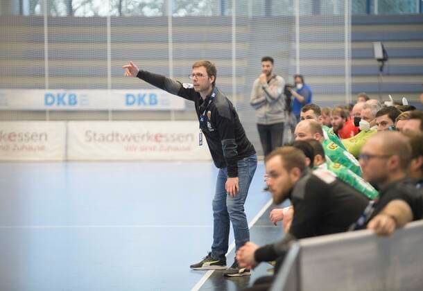 Trainer Jaron SIEWERT (B) Gestik, Geste, Handball 1. Bundesliga, 20. Spieltag, TUSEM Essen (E) - Fuechse Berlin (B) 23:24, am 07.03.2021 in E s s e n Deutschland Â