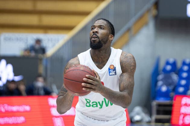 Jalen Reynolds (Fc Bayern München, 8)¨¨HAKRO Merlins Crailsheim vs. FC Bayern München, Basketball, Bundesliga, easy credit BBL, Spieltag 24, Spielzeit 2020 2021, 21.03.2021, ¨¨ HAKRO Merlins Crailsheim vs. FC Bayern München, Basketball, Bundesliga, easy credit BBL, Spieltag 24, Spielzeit 2020 2021, 21.03.2021 Ilshofen Copyright: xNinaxSander xEibnerxPressefotoxIx EP_NSR
