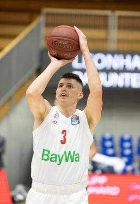 David Krämer (FC Bayern München, 2)¨¨¨HAKRO Merlins Crailsheim vs. FC Bayern München, Basketball, Bundesliga, easy credit BBL, Spieltag 24, Spielzeit 2020 2021, 21.03.2021, ¨¨ HAKRO Merlins Crailsheim vs. FC Bayern München, Basketball, Bundesliga, easy credit BBL, Spieltag 24, Spielzeit 2020 2021, 21.03.2021 Ilshofen Copyright: xNinaxSander xEibnerxPressefotoxIx EP_NSR