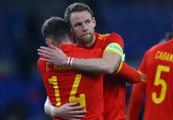 Mandatory Credit: Photo by Kieran McManus BPI Shutterstock (11832375af) Chris Gunter of Wales celebrates at full time Wales v Mexico, International Friendly, Länderspiel, Nationalmannschaft Football, The Cardiff City Stadium, Cardiff, UK - 27 Mar 2021 EDITORIAL USE ONLY No use with unauthorised audio, video, data, fixture lists, club league logos or live services. Online in-match use limited to 120 images, no video emulation. No use in betting, games or single club league player publications. Wales v Mexico, International Friendly, Football, The Cardiff City Stadium, Cardiff, UK - 27 Mar 2021 EDITORIAL USE ONLY No use with unauthorised audio, video, data, fixture lists, club league logos or live services. Online in-match use limited to 120 images, no video emulation. No use in betting, games or single club league player publications. Copyright: xKieranxMcManus BPI Shutterstockx 11832375af