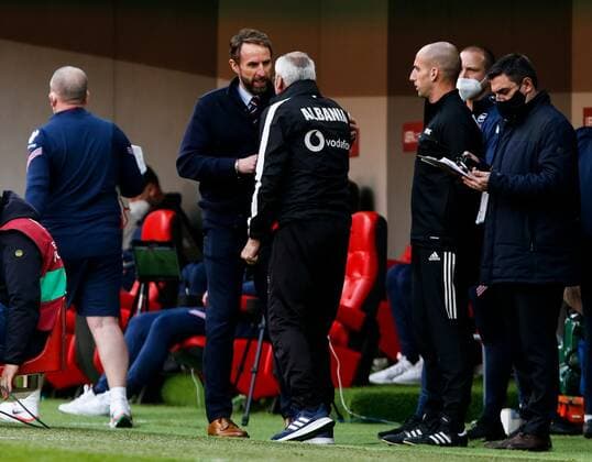 Mandatory Credit: Photo by Nikola Krstic BPI Shutterstock (11832717n) Gareth Southgate manager of England Albania v England, FIFA World Cup, WM, Weltmeisterschaft, Fussball Qualifying Group I, Football, Arena Kombetare, Tirana, Albania - 28 Mar 2021 Albania v England, FIFA World Cup Qualifying Group I, Football, Arena Kombetare, Tirana, Albania - 28 Mar 2021 Copyright: xNikolaxKrstic BPI Shutterstockx 11832717n
