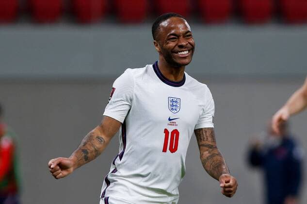 Mandatory Credit: Photo by Nikola Krstic BPI Shutterstock (11832717eo) Raheem Sterling of England Albania v England, FIFA World Cup, WM, Weltmeisterschaft, Fussball Qualifying Group I, Football, Arena Kombetare, Tirana, Albania - 28 Mar 2021 Albania v England, FIFA World Cup Qualifying Group I, Football, Arena Kombetare, Tirana, Albania - 28 Mar 2021 Copyright: xNikolaxKrstic BPI Shutterstockx 11832717eo
