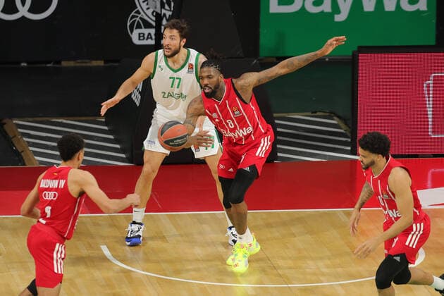 Joffrey Lauvergne (Kaunas) und Jalen Reynolds (Muenchen) GER, FC Bayern Basketball vs. Zalgiris Kaunas, Basketball, Euroleague, Saison 2020 2021, 01.04.2021, GER, FC Bayern Basketball vs. Zalgiris Kaunas, Basketball, Euroleague, Saison 2020 2021, 01.04.2021, Muenchen Copyright: xEIBNER MarcelxEngelbrechtx EP_EER