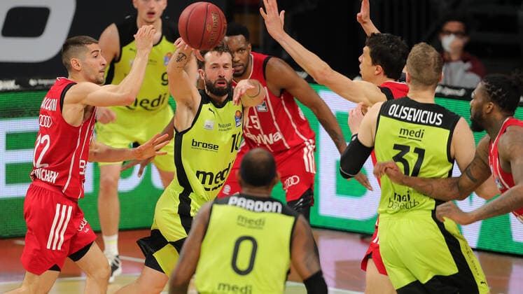 Bastian Doreth (Bayreuth) GER, FC Bayern Basketball vs. medi bayreuth, Basketball, easy Credit BBL, Saison 2020 2021, 06.04.2021, GER, FC Bayern Basketball vs. medi bayreuth, Basketball, easy Credit BBL, Saison 2020 2021, 06.04.2021, Muenchen Copyright: xEIBNER MarcelxEngelbrechtx EP_EER