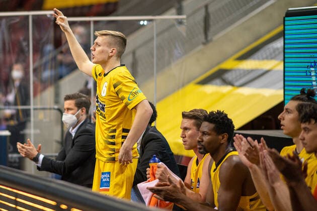 Johannes Patrick (MHP Riesen Ludwigsburg, 06), MHP Riesen Ludwigsburg vs. Telekom Baskets Bonn, Basketball, Bundesliga, easycredit BBL, 32. Spieltag, Spielzeit 2020 2021, 02.05.2021, MHP Riesen Ludwigsburg vs. Telekom Baskets Bonn, Basketball, Bundesliga, easycredit BBL, 32. Spieltag, Spielzeit 2020 2021, 02.05.2021 Ludwigsburg Copyright: xEibner-Pressefoto SaschaxWaltherx EP_SWA