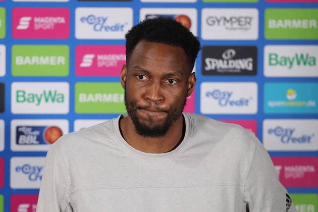 Jajuan Johnson (Muenchen) waehrend einem Interview GER, FC Bayern Basketball vs. ratiopharm ulm, Basketball, 1.Bundesliga, Saison 2020 2021, 07.05.2021, GER, FC Bayern Basketball vs. ratiopharm ulm, Basketball, 1.Bundesliga, Saison 2020 2021, 07.05.2021, Muenchen Copyright: xEIBNER MarcelxEngelbrechtx EP_EER