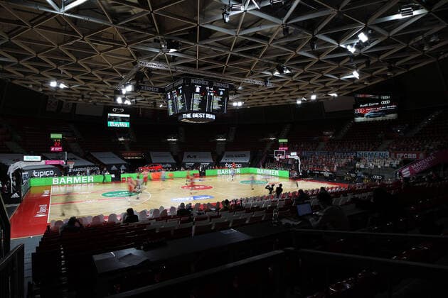 Uebersicht des leeren Audi Domes waehrend des Spieles GER, FC Bayern Basketball vs. Hakro Merlins Crailsheim, Basketball, 1.Bundesliga, Playoffs 2020 2021, Viertelfinale Spiel 2, 21.05.2021, GER, FC Bayern Basketball vs. Hakro Merlins Crailsheim, Basketball, 1.Bundesliga, Playoffs 2020 2021, Viertelfinale Spiel 2, 21.05.2021, Muenchen Copyright: xEIBNER MarcelxEngelbrechtx EP_EER