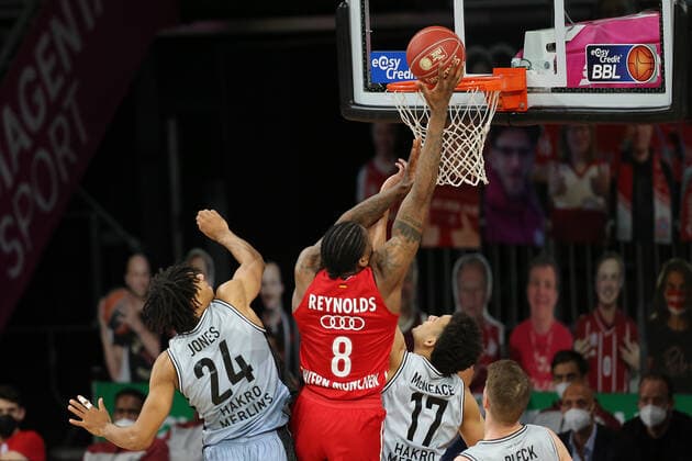 Jalen Reynolds (Muenchen) punktet GER, FC Bayern Basketball vs. Hakro Merlins Crailsheim, Basketball, 1.Bundesliga, Playoffs 2020 2021, Viertelfinale Spiel 2, 21.05.2021, GER, FC Bayern Basketball vs. Hakro Merlins Crailsheim, Basketball, 1.Bundesliga, Playoffs 2020 2021, Viertelfinale Spiel 2, 21.05.2021, Muenchen Copyright: xEIBNER MarcelxEngelbrechtx EP_EER