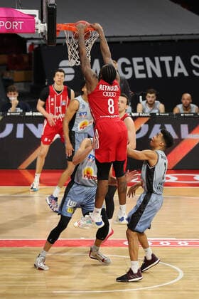 Jalen Reynolds (Muenchen) punktet GER, FC Bayern Basketball vs. Hakro Merlins Crailsheim, Basketball, 1.Bundesliga, Playoffs 2020 2021, Viertelfinale Spiel 2, 21.05.2021, GER, FC Bayern Basketball vs. Hakro Merlins Crailsheim, Basketball, 1.Bundesliga, Playoffs 2020 2021, Viertelfinale Spiel 2, 21.05.2021, Muenchen Copyright: xEIBNER MarcelxEngelbrechtx EP_EER