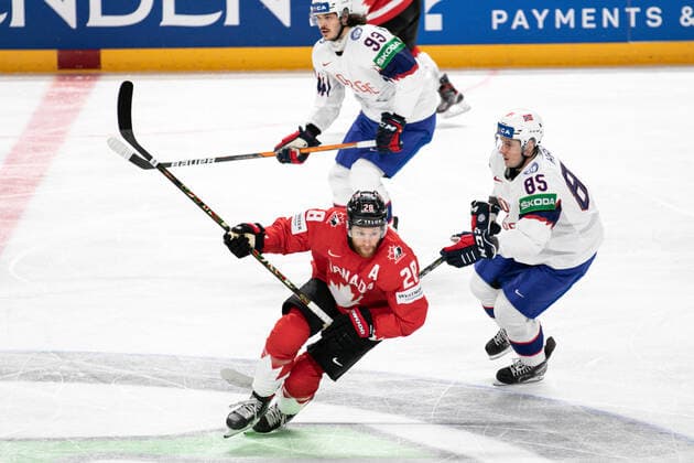 May 26, 2021, Riga, Latvia: Riga, Latvia, Arena Riga, May 26, 2021, Brown (Canada) ..Haga (Norway)..Valkvae Olsen (Norway) during World Championship, WM, Weltmeisterschaft 2021 - Canada vs Norway - Ice hockey, Eishockey Ice Hockey - World Championship 2021 - Canada vs Norway, riga, Latvia - ZUMAl164 20210526_zsa_l164_097 Copyright: xAndreaxRex