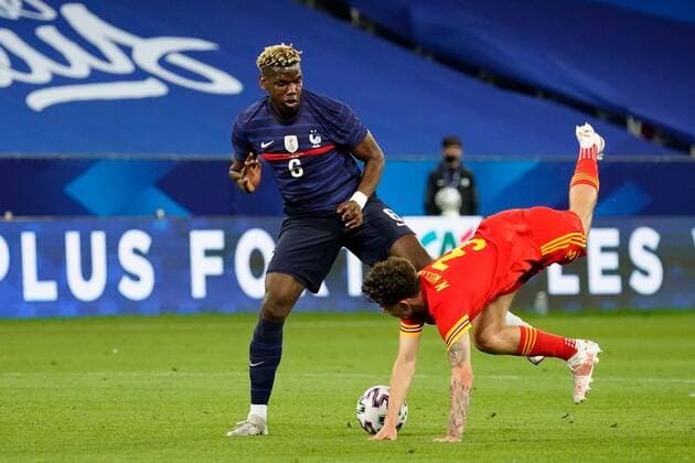 Mandatory Credit: Photo by Dave Winter BPI Shutterstock (12001941at) Paul Pogba of France and Neco Williams of Wales France v Wales, International Friendly, Länderspiel, Nationalmannschaft Football, Allianz Riviera, Nice, France - 02 June 2021 EDITORIAL USE ONLY No use with unauthorised audio, video, data, fixture lists, club league logos or live services. Online in-match use limited to 120 images, no video emulation. No use in betting, games or single club league player publications. France v Wales, International Friendly, Football, Allianz Riviera, Nice, France - 02 June 2021 EDITORIAL USE ONLY No use with unauthorised audio, video, data, fixture lists, club league logos or live services. Online in-match use limited to 120 images, no video emulation. No use in betting, games or single club league player publications. Copyright: xDavexWinter BPI Shutterstockx 12001941at
