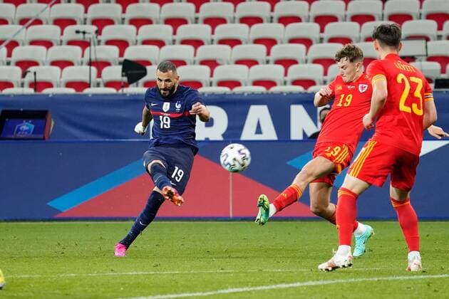 Mandatory Credit: Photo by Dave Winter BPI Shutterstock (12001941iu) Karim Benzema of France France v Wales, International Friendly, Länderspiel, Nationalmannschaft Football, Allianz Riviera, Nice, France - 02 June 2021 EDITORIAL USE ONLY No use with unauthorised audio, video, data, fixture lists, club league logos or live services. Online in-match use limited to 120 images, no video emulation. No use in betting, games or single club league player publications. France v Wales, International Friendly, Football, Allianz Riviera, Nice, France - 02 June 2021 EDITORIAL USE ONLY No use with unauthorised audio, video, data, fixture lists, club league logos or live services. Online in-match use limited to 120 images, no video emulation. No use in betting, games or single club league player publications. Copyright: xDavexWinter BPI Shutterstockx 12001941iu
