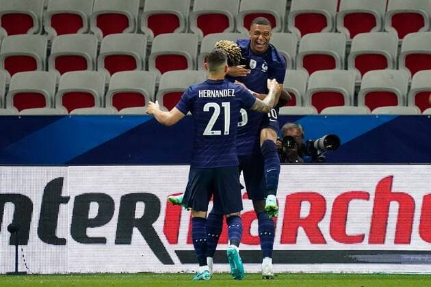 Mandatory Credit: Photo by Dave Winter BPI Shutterstock (12001941mq) Kylian Mbappe of France celebrates putting his side 1-0 ahead France v Wales, International Friendly, Länderspiel, Nationalmannschaft Football, Allianz Riviera, Nice, France - 02 June 2021 EDITORIAL USE ONLY No use with unauthorised audio, video, data, fixture lists, club league logos or live services. Online in-match use limited to 120 images, no video emulation. No use in betting, games or single club league player publications. France v Wales, International Friendly, Football, Allianz Riviera, Nice, France - 02 June 2021 EDITORIAL USE ONLY No use with unauthorised audio, video, data, fixture lists, club league logos or live services. Online in-match use limited to 120 images, no video emulation. No use in betting, games or single club league player publications. Copyright: xDavexWinter BPI Shutterstockx 12001941mq