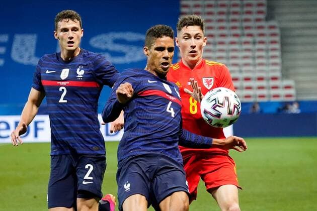 Mandatory Credit: Photo by Dave Winter BPI Shutterstock (12001941li) Raphael Varane of France and Harry Wilson of Wales France v Wales, International Friendly, Länderspiel, Nationalmannschaft Football, Allianz Riviera, Nice, France - 02 June 2021 EDITORIAL USE ONLY No use with unauthorised audio, video, data, fixture lists, club league logos or live services. Online in-match use limited to 120 images, no video emulation. No use in betting, games or single club league player publications. France v Wales, International Friendly, Football, Allianz Riviera, Nice, France - 02 June 2021 EDITORIAL USE ONLY No use with unauthorised audio, video, data, fixture lists, club league logos or live services. Online in-match use limited to 120 images, no video emulation. No use in betting, games or single club league player publications. Copyright: xDavexWinter BPI Shutterstockx 12001941li