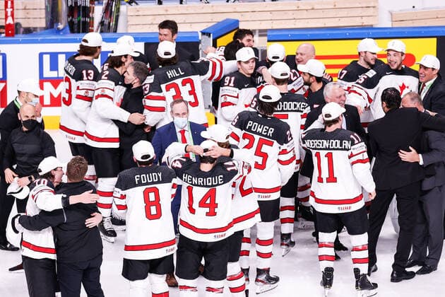 Eishockey, WM, Finale, Kanada ist Weltmeister 06.06.2021, Riga, Arena Riga, Final Finland - Canada (2021 IIHF Ice hockey, Eishockey World Championship, WM, Weltmeisterschaft , Canada ist World Champion 2021 Riga Riga Latvia Copyright: xJustPictures.ch JarixPestelaccix