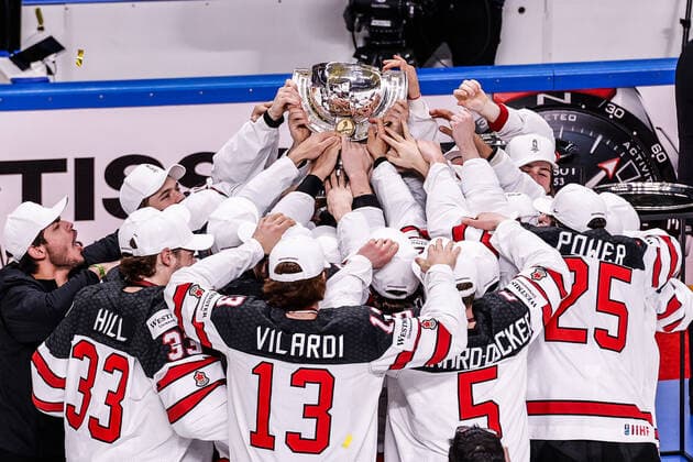 Eishockey, WM, Finale, Kanada ist Weltmeister 06.06.2021, Riga, Arena Riga, Final Finland - Canada (2021 IIHF Ice hockey, Eishockey World Championship, WM, Weltmeisterschaft , Canada is world champion 2021 Riga Riga Latvia Copyright: xJustPictures.ch JarixPestelaccix