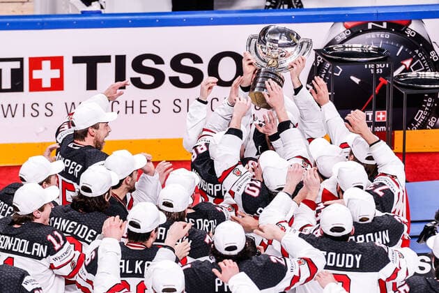 Eishockey, WM, Finale, Kanada ist Weltmeister 06.06.2021, Riga, Arena Riga, Final Finland - Canada (2021 IIHF Ice hockey, Eishockey World Championship, WM, Weltmeisterschaft , Canada is world champion 2021 Riga Riga Latvia Copyright: xJustPictures.ch JarixPestelaccix