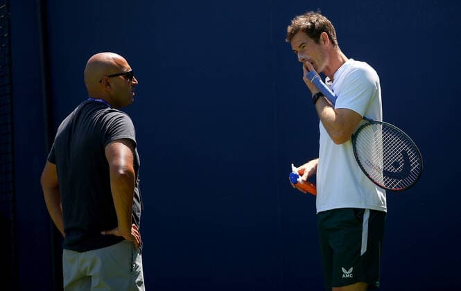Mandatory Credit: Photo by Ella Ling BPI Shutterstock (12071591ai) Andy Murray of Great Britain applies suncream before practice Cinch Championships, Day One, Tennis, Queens Club, London, UK - 14 June 2021 EDITORIAL USE ONLY No use with unauthorised audio, video, data, fixture lists, club league logos or live services. Online in-match use limited to 120 images, no video emulation. No use in betting, games or single club league player publications. Cinch Championships, Day One, Tennis, Queens Club, London, UK - 14 June 2021 EDITORIAL USE ONLY No use with unauthorised audio, video, data, fixture lists, club league logos or live services. Online in-match use limited to 120 images, no video emulation. No use in betting, games or single club league player publications. Copyright: xEllaxLing BPI Shutterstockx 12071591ai