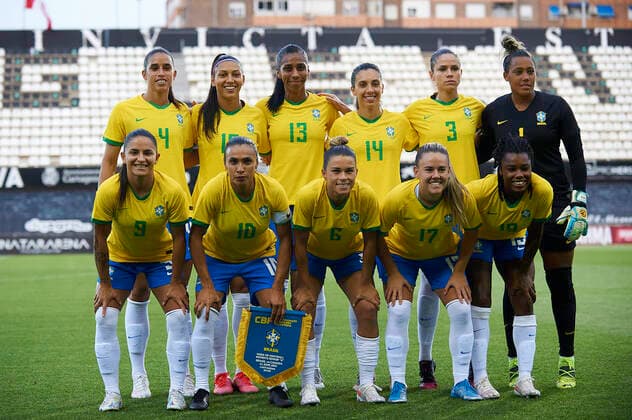 Brazil v Canada - Women s International Friendly, Länderspiel, Nationalmannschaft Brazil Line up (L-R) Rafaelle Souza, Beatriz Joao, Bruna Soares, Julia Bianchi, Erika Santos, Barbara Barbosa, Debora Oliveira, Marta Silva, Tamires Britto, Andressa Machry, Ludmila Silva of Brazil during the Women s International Friendly match between Brazil and Canada at Estadio Cartagonova on June 14, 2021 in Cartagena, Cartagena Murcia Spain breton-brazilvc210614_npFzo Copyright: xJosexBretonx