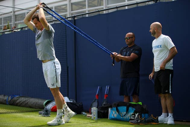 Mandatory Credit: Photo by Ella Ling BPI Shutterstock (12074706s) Andy Murray of GBR preps for practice Cinch Championships, Day Two, Tennis, Queens Club, London, UK - 15 June 2021 EDITORIAL USE ONLY No use with unauthorised audio, video, data, fixture lists, club league logos or live services. Online in-match use limited to 120 images, no video emulation. No use in betting, games or single club league player publications. Cinch Championships, Day Two, Tennis, Queens Club, London, UK - 15 June 2021 EDITORIAL USE ONLY No use with unauthorised audio, video, data, fixture lists, club league logos or live services. Online in-match use limited to 120 images, no video emulation. No use in betting, games or single club league player publications. Copyright: xEllaxLing BPI Shutterstockx 12074706s