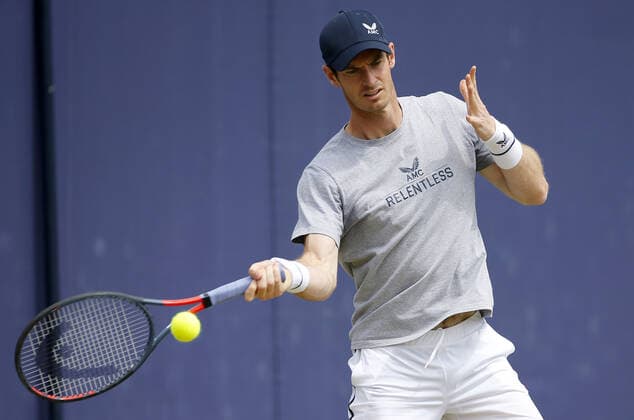 Mandatory Credit: Photo by Ella Ling BPI Shutterstock (12074706f) Andy Murray of GBR practises Cinch Championships, Day Two, Tennis, Queens Club, London, UK - 15 June 2021 EDITORIAL USE ONLY No use with unauthorised audio, video, data, fixture lists, club league logos or live services. Online in-match use limited to 120 images, no video emulation. No use in betting, games or single club league player publications. Cinch Championships, Day Two, Tennis, Queens Club, London, UK - 15 June 2021 EDITORIAL USE ONLY No use with unauthorised audio, video, data, fixture lists, club league logos or live services. Online in-match use limited to 120 images, no video emulation. No use in betting, games or single club league player publications. Copyright: xEllaxLing BPI Shutterstockx 12074706f