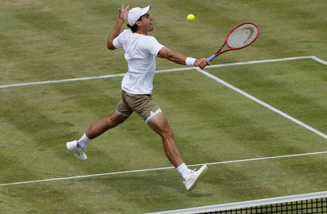 Mandatory Credit: Photo by Ella Ling BPI Shutterstock (12084430r) Cameron Norrie of Great Britain in action Cinch Championships, Day Three, Tennis, Queens Club, London, UK - 16 June 2021 EDITORIAL USE ONLY No use with unauthorised audio, video, data, fixture lists, club league logos or live services. Online in-match use limited to 120 images, no video emulation. No use in betting, games or single club league player publications. Cinch Championships, Day Three, Tennis, Queens Club, London, UK - 16 June 2021 EDITORIAL USE ONLY No use with unauthorised audio, video, data, fixture lists, club league logos or live services. Online in-match use limited to 120 images, no video emulation. No use in betting, games or single club league player publications. Copyright: xEllaxLing BPI Shutterstockx 12084430r