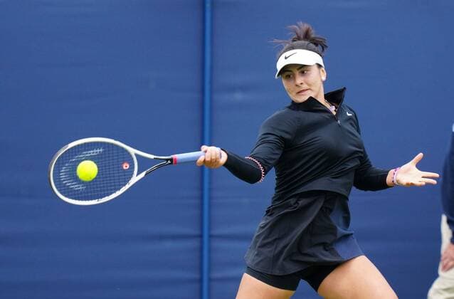 Mandatory Credit: Photo by Dave Shopland BPI Shutterstock (12163770ai) Canada s Bianca Andreescu action Viking International Championships, Day Four, Tennis, Eastbourne, East Sussex, UK - 22 June 2021 EDITORIAL USE ONLY No use with unauthorised audio, video, data, fixture lists, club league logos or live services. Online in-match use limited to 120 images, no video emulation. No use in betting, games or single club league player publications. Viking International Championships, Day Four, Tennis, Eastbourne, East Sussex, UK - 22 June 2021 EDITORIAL USE ONLY No use with unauthorised audio, video, data, fixture lists, club league logos or live services. Online in-match use limited to 120 images, no video emulation. No use in betting, games or single club league player publications. Copyright: xDavexShopland BPI Shutterstockx 12163770ai
