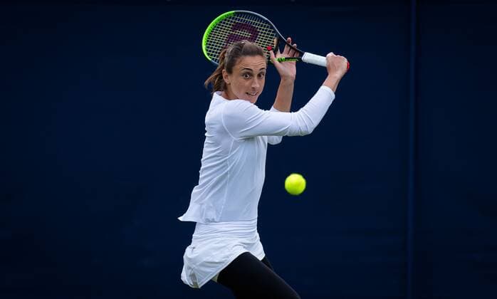 Mandatory Credit: Photo by Rob Prange Shutterstock (12163992fe) iIPetra Martic of Croatia in action during the first round at the 2021 Viking International WTA, Tennis Damen 500 tennis tournament Viking International Championships, Day Four, Tennis, Eastbourne, East Sussex, UK - 22 June 2021 EDITORIAL USE ONLY No use with unauthorised audio, video, data, fixture lists, club league logos or live services. Online in-match use limited to 120 images, no video emulation. No use in betting, games or single club league player publications. Viking International Championships, Day Four, Tennis, Eastbourne, East Sussex, UK - 22 June 2021 EDITORIAL USE ONLY No use with unauthorised audio, video, data, fixture lists, club league logos or live services. Online in-match use limited to 120 images, no video emulation. No use in betting, games or single club league player publications. Copyright: xRobxPrange Shutterstockx 12163992fe