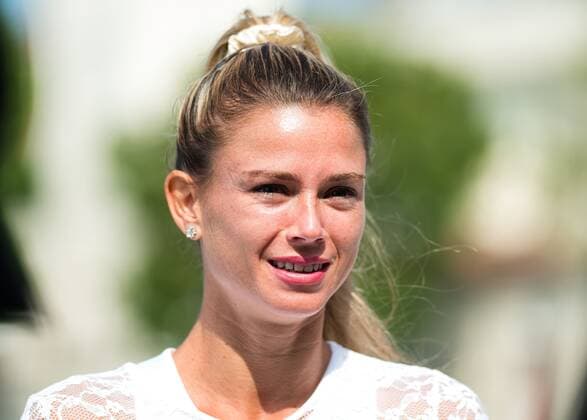 Mandatory Credit: Photo by Rob Prange Shutterstock (12167449bk) Camila Giorgi of Italy talks to the media after her quarter-final match at the 2021 Viking International WTA, Tennis Damen 500 tennis tournament Viking International Championships, Day Six, Tennis, Eastbourne, East Sussex, UK - 24 June 2021 Viking International Championships, Day Six, Tennis, Eastbourne, East Sussex, UK - 24 June 2021 Copyright: xRobxPrange Shutterstockx 12167449bk