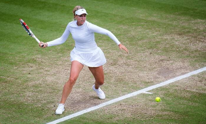 Mandatory Credit: Photo by Rob Prange Shutterstock (12168976n) Anett Kontaveit of Estonia in action during the final of the 2021 Viking International WTA, Tennis Damen 500 tennis tournament Viking International Championships, Day Eight, Tennis, Eastbourne, East Sussex, UK - 26 June 2021 Viking International Championships, Day Eight, Tennis, Eastbourne, East Sussex, UK - 26 June 2021 Copyright: xRobxPrange Shutterstockx 12168976n