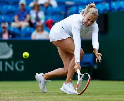 Mandatory Credit: Photo by Dave Shopland BPI Shutterstock (12168982as) Runner Up Anett Kontaveit in Action Viking International Championships, Day Eight, Tennis, Eastbourne, East Sussex, UK - 26 June 2021 Viking International Championships, Day Eight, Tennis, Eastbourne, East Sussex, UK - 26 June 2021 Copyright: xDavexShopland BPI Shutterstockx 12168982as
