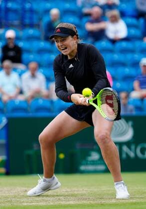 Mandatory Credit: Photo by Dave Shopland BPI Shutterstock (12168982ce) Championship winner Latvia s Jelena Ostapenko in action Viking International Championships, Day Eight, Tennis, Eastbourne, East Sussex, UK - 26 June 2021 Viking International Championships, Day Eight, Tennis, Eastbourne, East Sussex, UK - 26 June 2021 Copyright: xDavexShopland BPI Shutterstockx 12168982ce