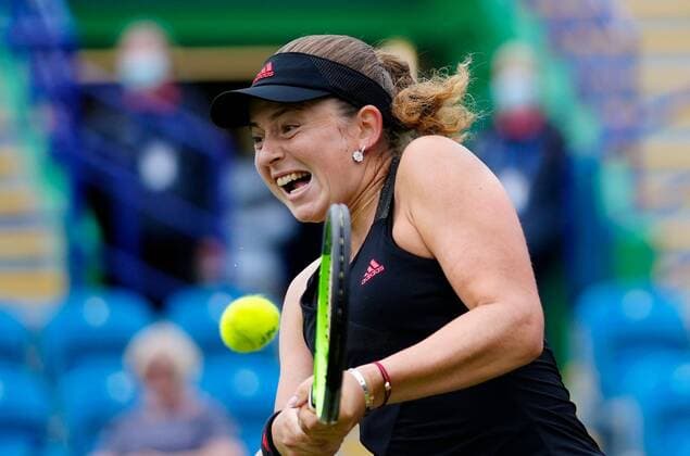 Mandatory Credit: Photo by Dave Shopland BPI Shutterstock (12168982bu) Championship winner Latvia s Jelena Ostapenko in action Viking International Championships, Day Eight, Tennis, Eastbourne, East Sussex, UK - 26 June 2021 Viking International Championships, Day Eight, Tennis, Eastbourne, East Sussex, UK - 26 June 2021 Copyright: xDavexShopland BPI Shutterstockx 12168982bu