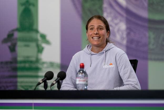 Mandatory Credit: Photo by AELTC Shutterstock (12171009af) Johanna Konta (GBR) gives a pre-Championships COVID-19 secure press conference, PK, Pressekonferenz at The Championships 2021 Wimbledon Tennis Championships, Preparations, The All England Lawn Tennis and Croquet Club, London, UK - 26 Jun 2021 Editorial Use Only Wimbledon Tennis Championships, Preparations, The All England Lawn Tennis and Croquet Club, London, UK - 26 Jun 2021 Editorial Use Only Copyright: xAELTC Shutterstockx 12171009af